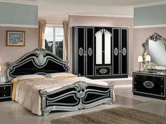 Dormitor italian clasic negru lucios cu argintiu