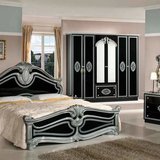 Dormitor italian clasic negru lucios cu argintiu
